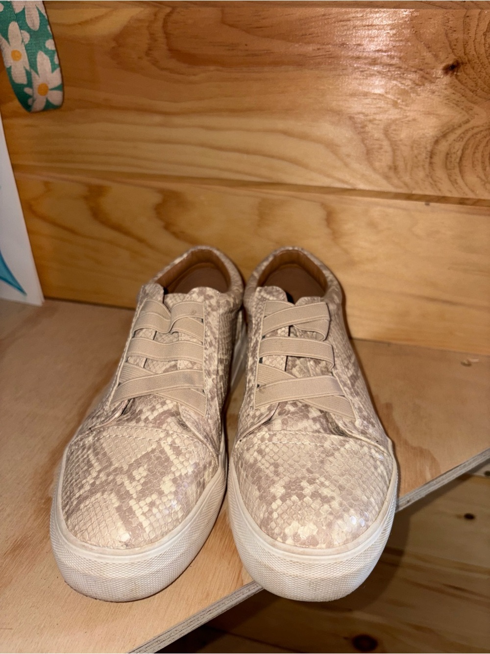 Neutral Snake-Print Slip-On Sneakers